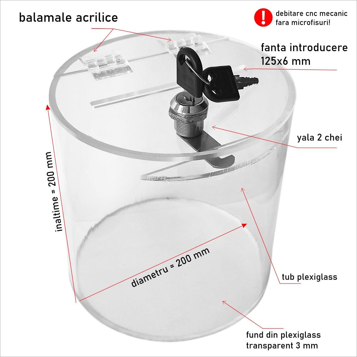 Urna cutie donații cilindrică UCL2020