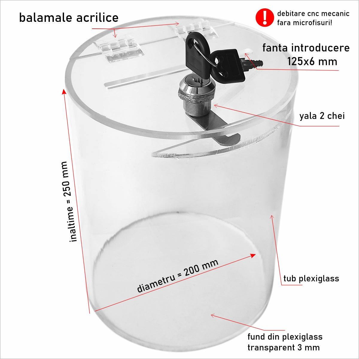 Urna cutie donații cilindrică UCL2025