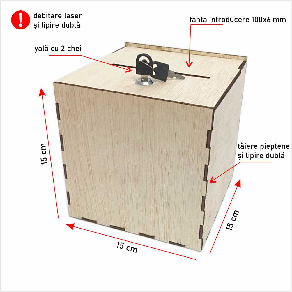 Urna cutie donații placaj UDP151515