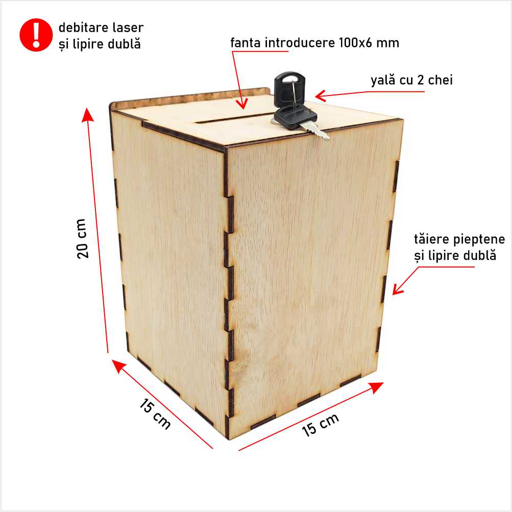 Urna cutie donații placaj UDP151520