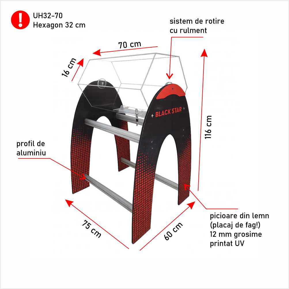 Urnă tombolă extrageri tip cazinou UH32-70