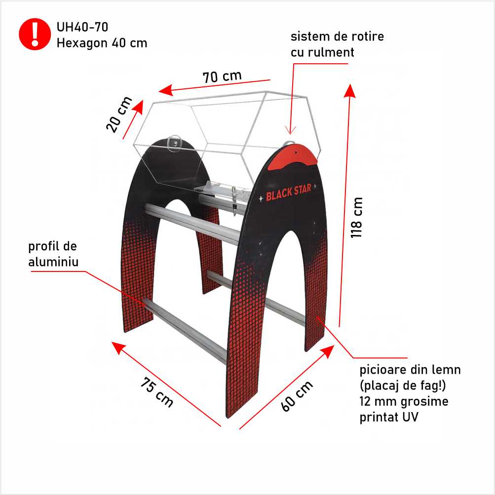 Urnă tombolă extrageri tip cazinou UH40-70