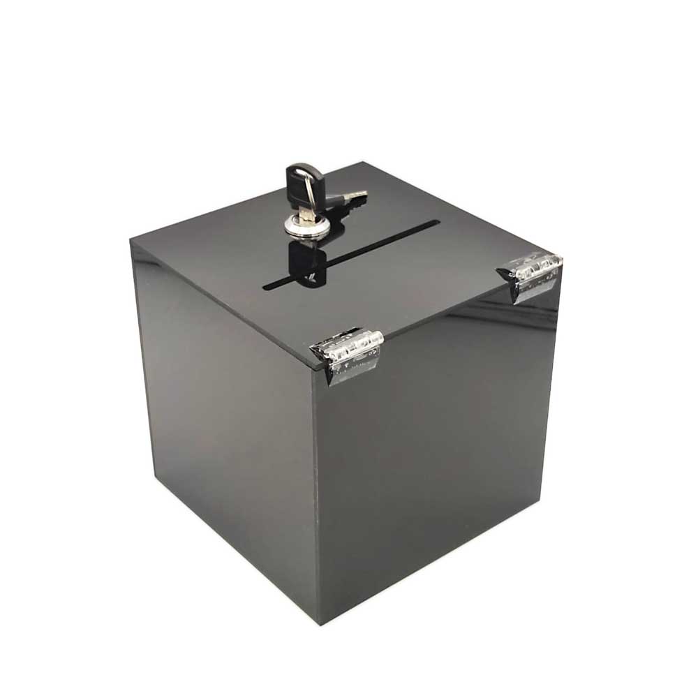 Urna cutie donații neagră 15 x 15 x 15 cm model UPCK151515