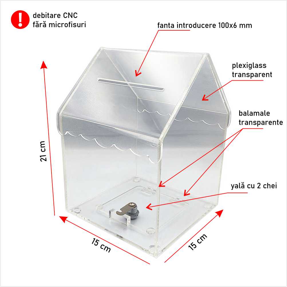 Urnă căsuță 15 x 15 x 21 cm model CFS151521
