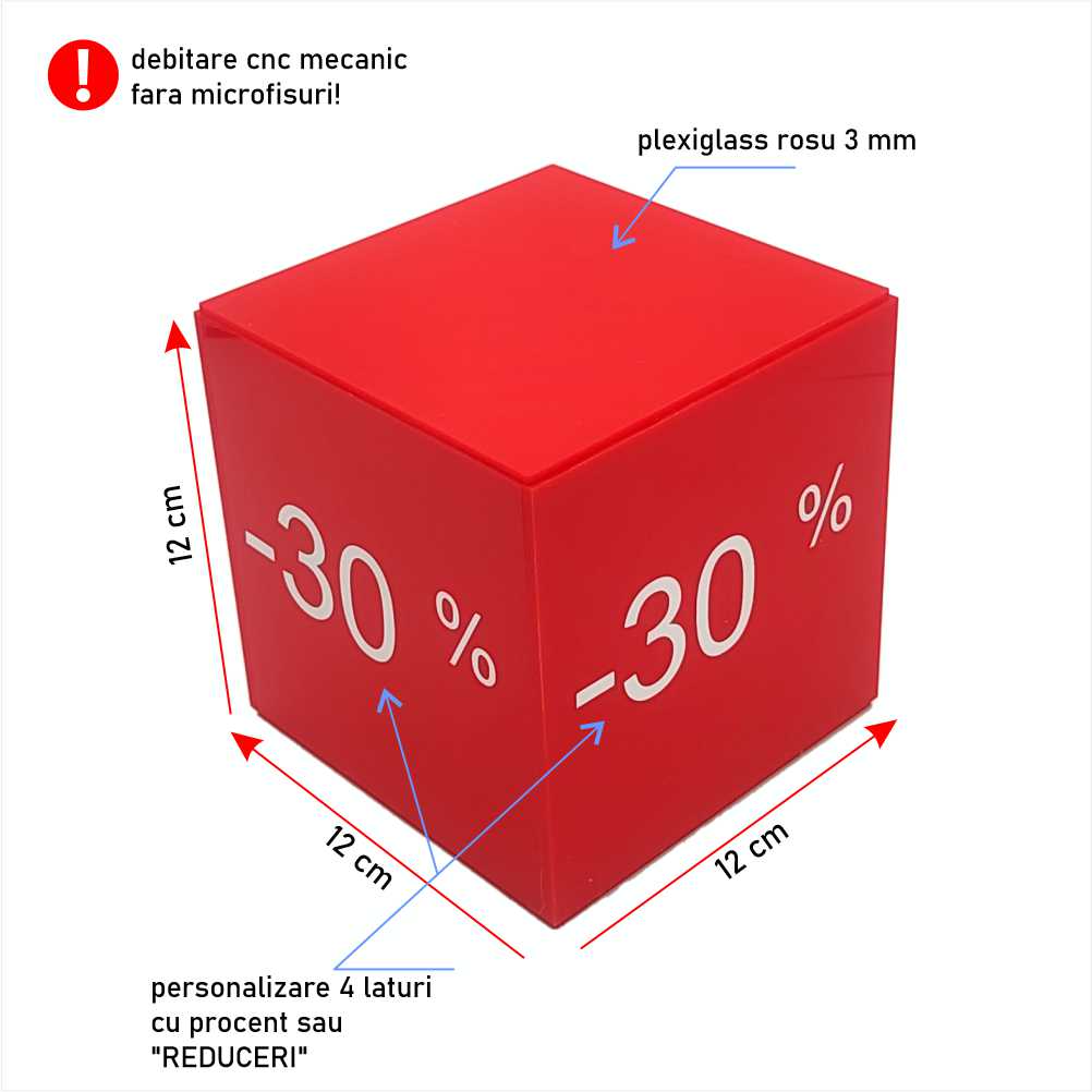 Expozitor produse cub 12 x 12 x 12 cm CRR121212