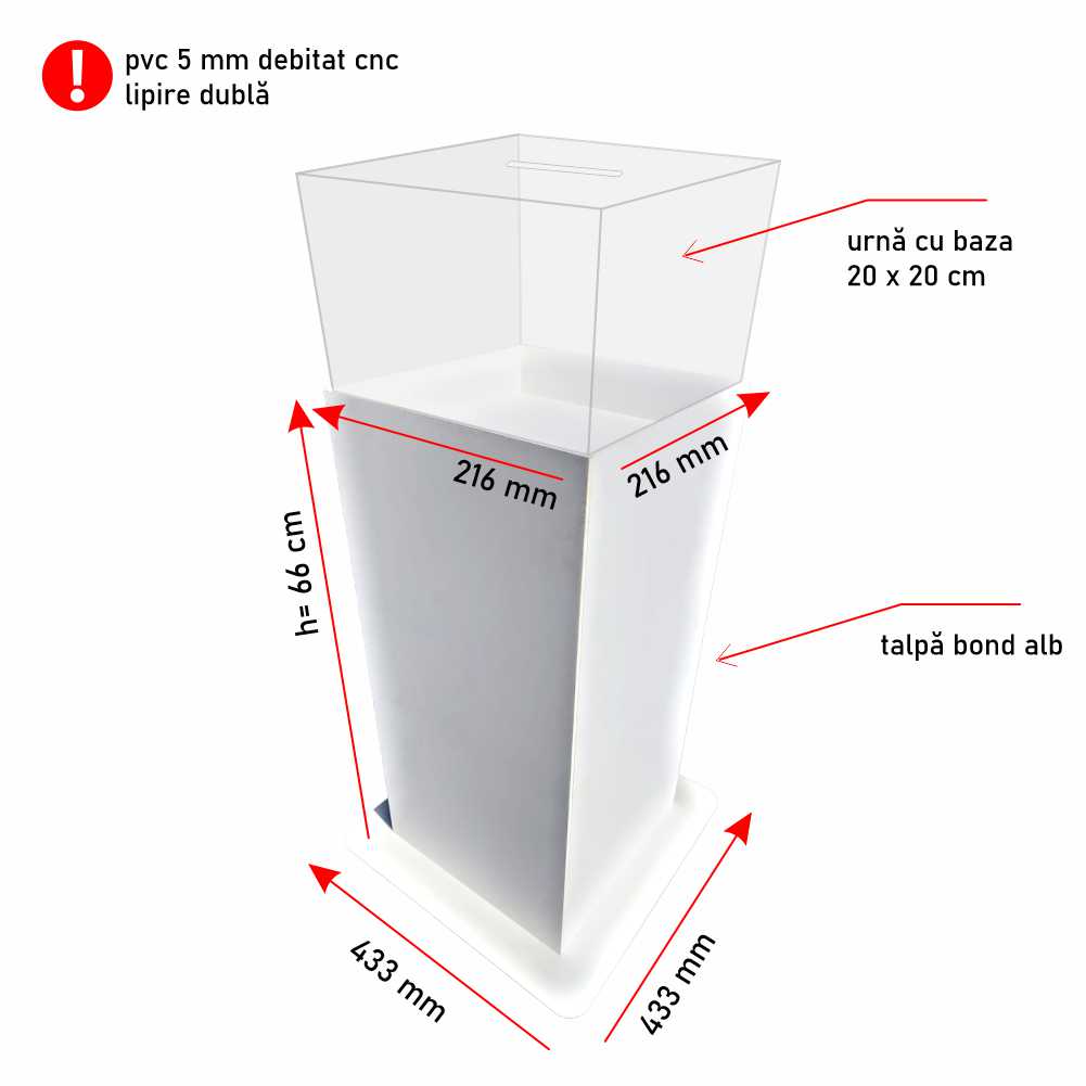 Suport podea pentru urne cu baza de 20 x 20 cm SUP202066
