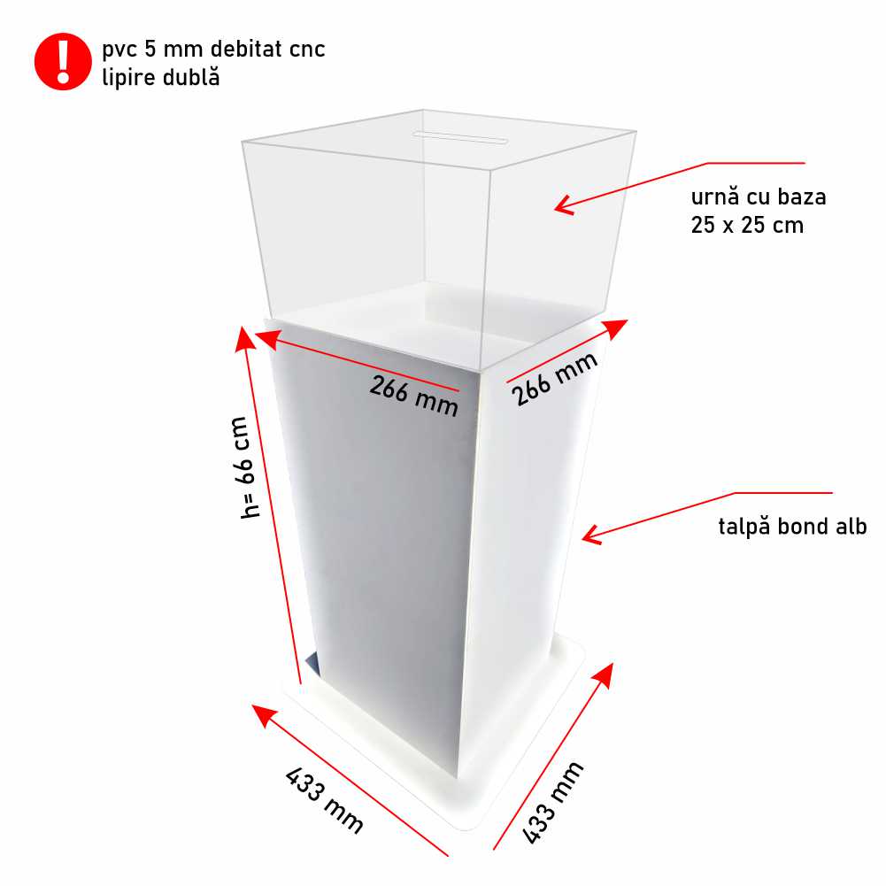 Suport podea pentru urne cu baza de 25 x 25 cm SUP252566