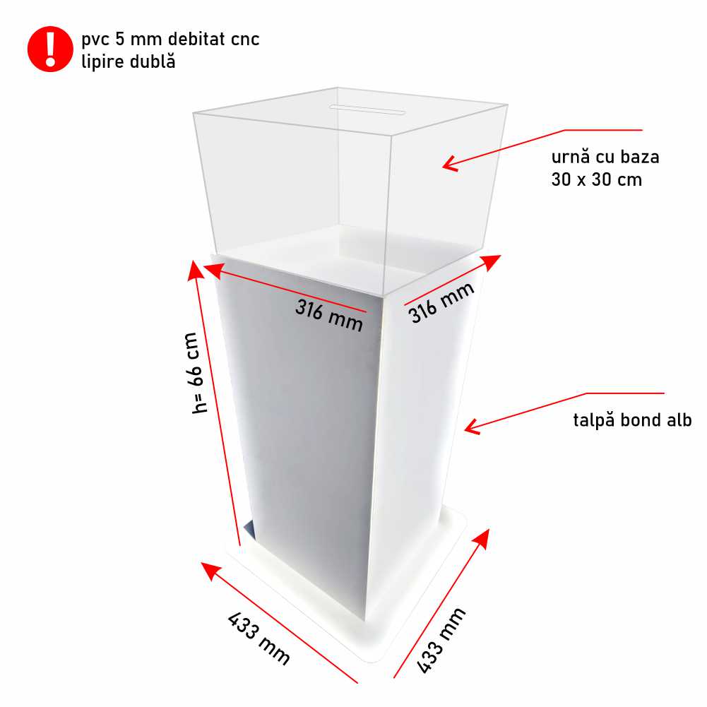 Suport podea pentru urne cu baza de 30 x 30 cm SUP303066