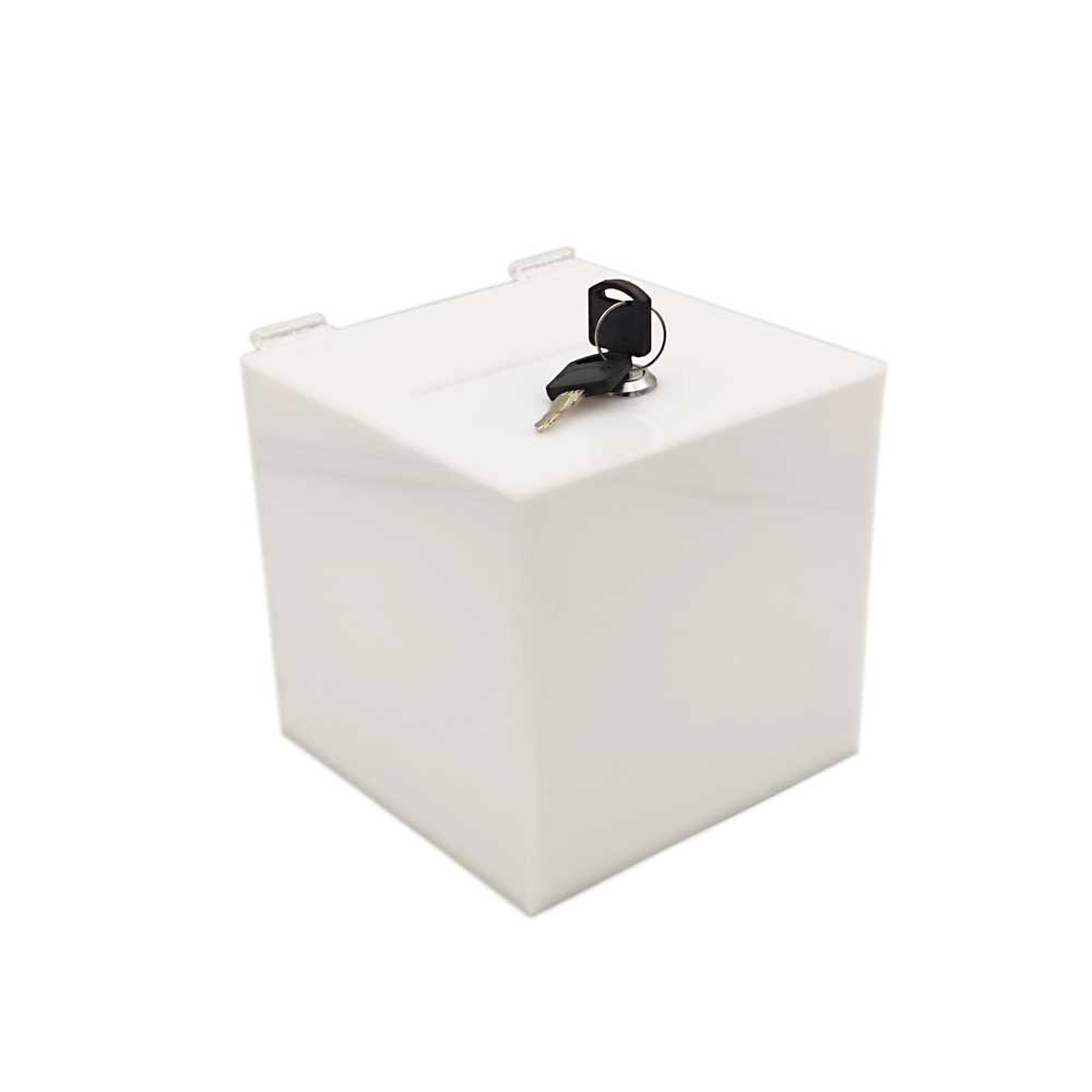 Urna cutie donatii albă 30 x 30 x 30 cm model UPCW303030