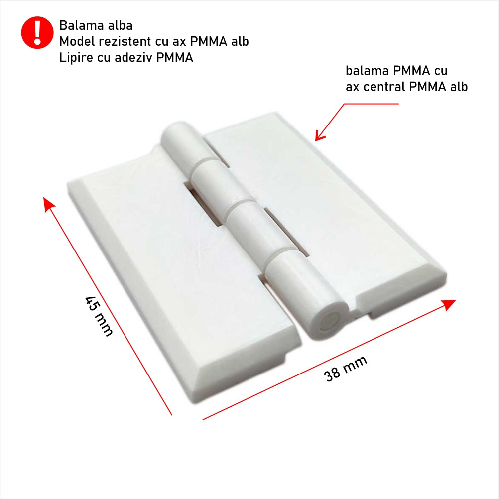 Balama acrilică albă 45 x 38 mm BLMA4538