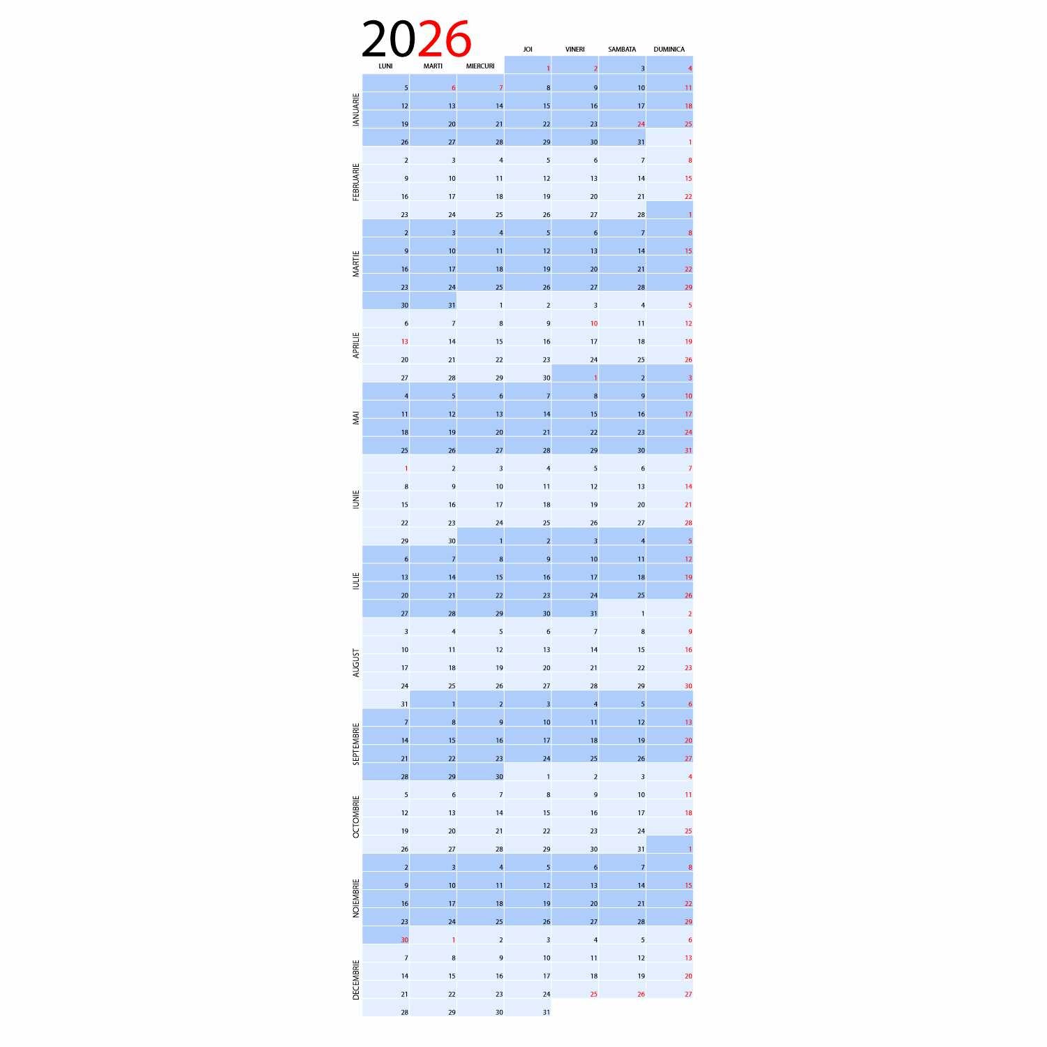 Calendar 2026 Planner 43 x 125 cm CLP43125-T2