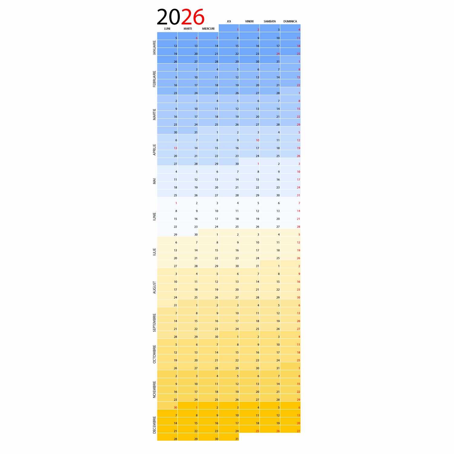 Calendar 2026 Planner 43 x 125 cm CLP43125-T3