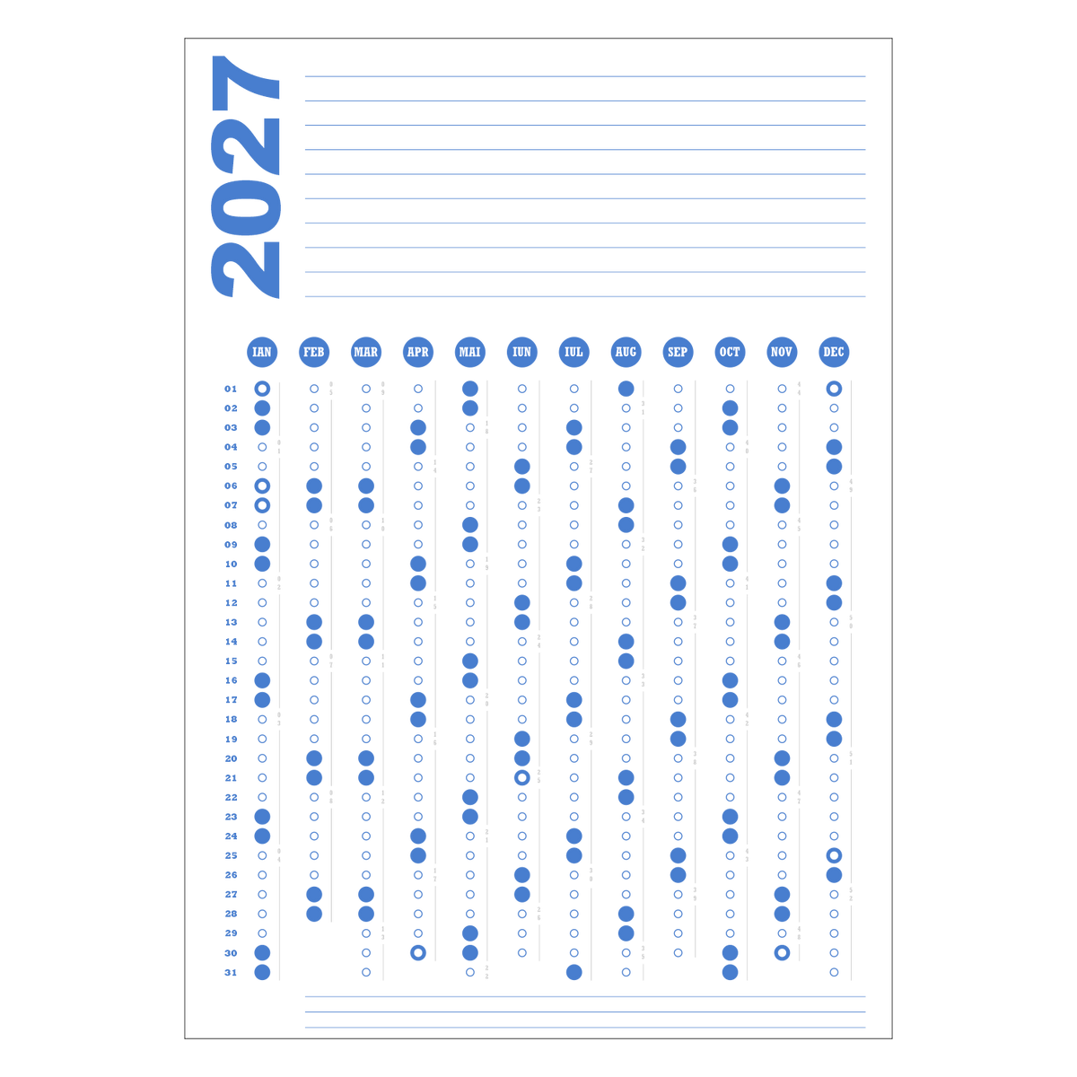 Calendar 2027 A2 42 x 60 cm CLA2T3