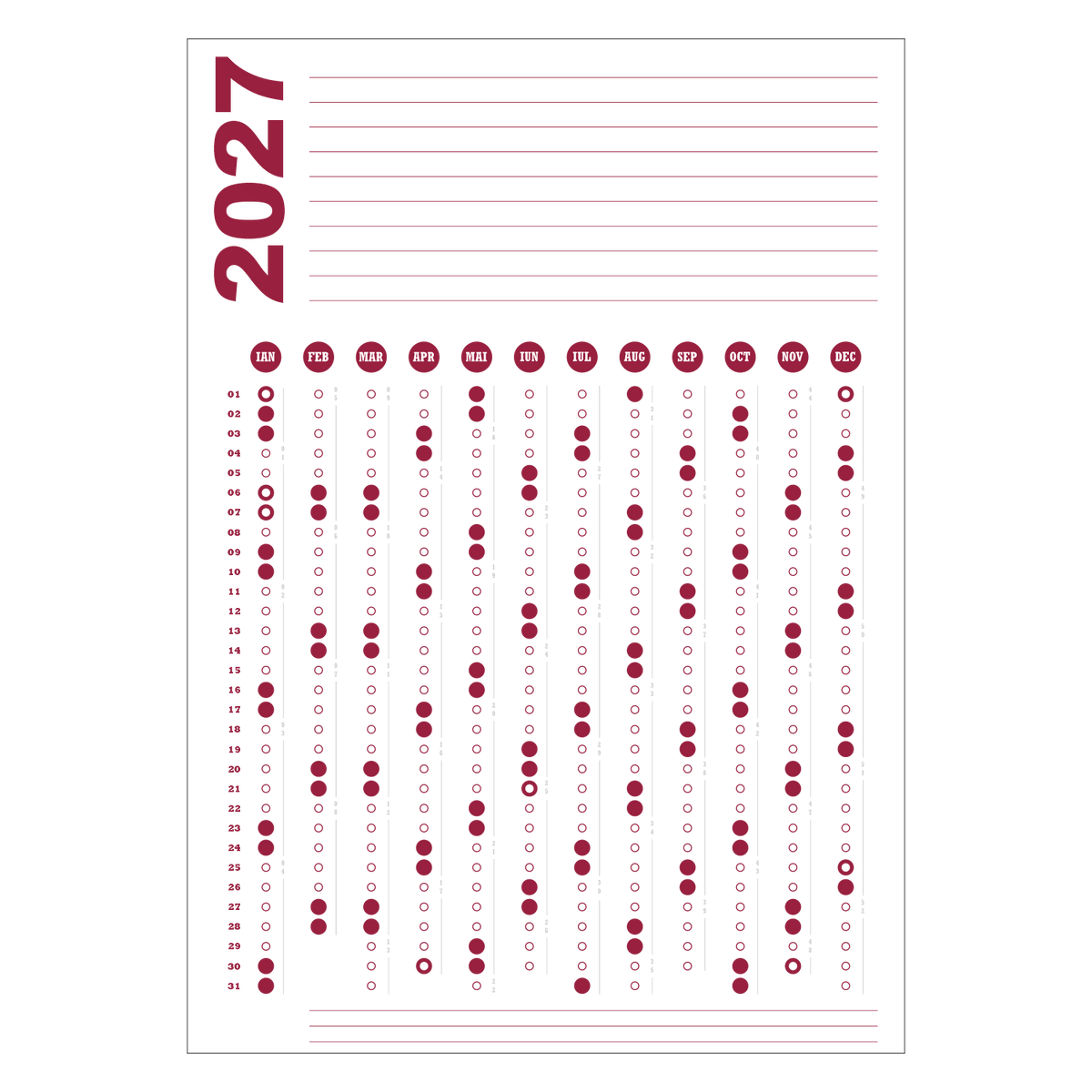 Calendar 2027 A2 42 x 60 cm CLA2T4
