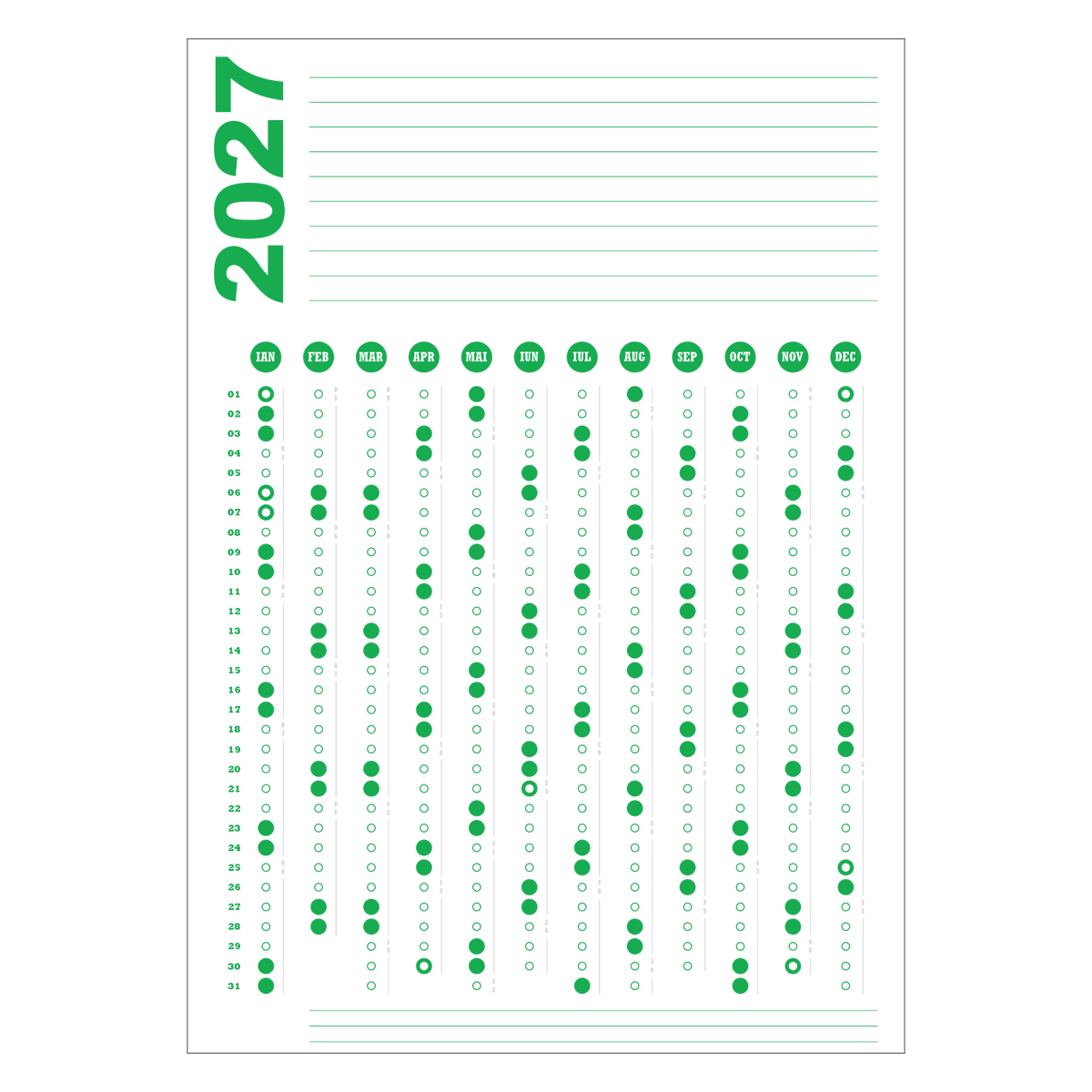 Calendar 2027 A1 60 x 84 cm CLA1T5