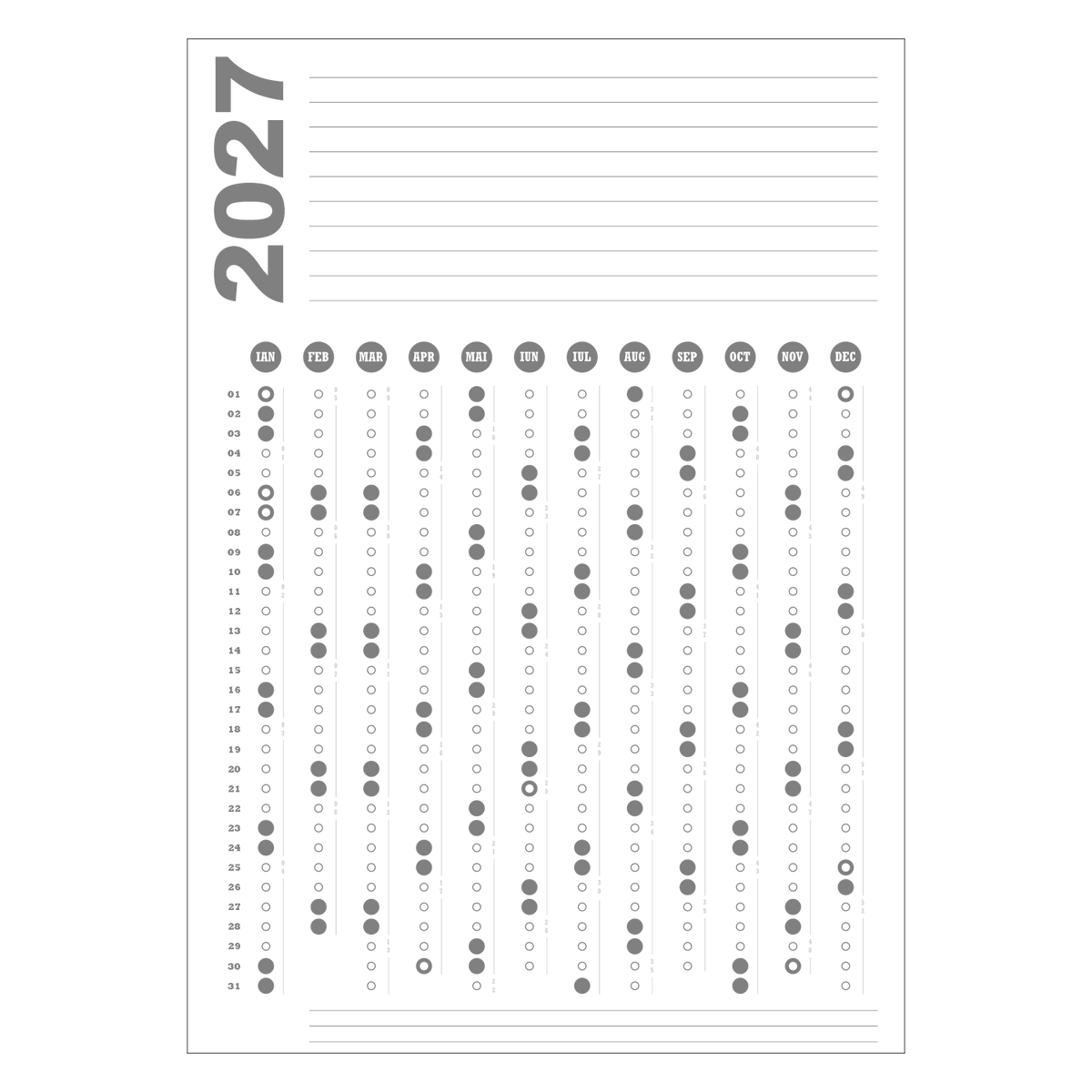 Calendar 2027 A2 42 x 60 cm CLA2T8