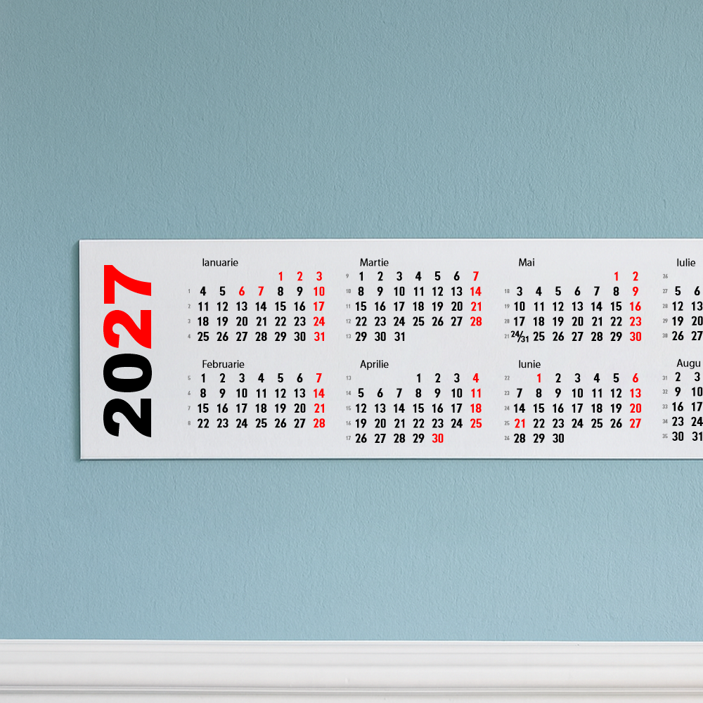 Calendar 2027 orizontal 150 x 30 cm CLH15030