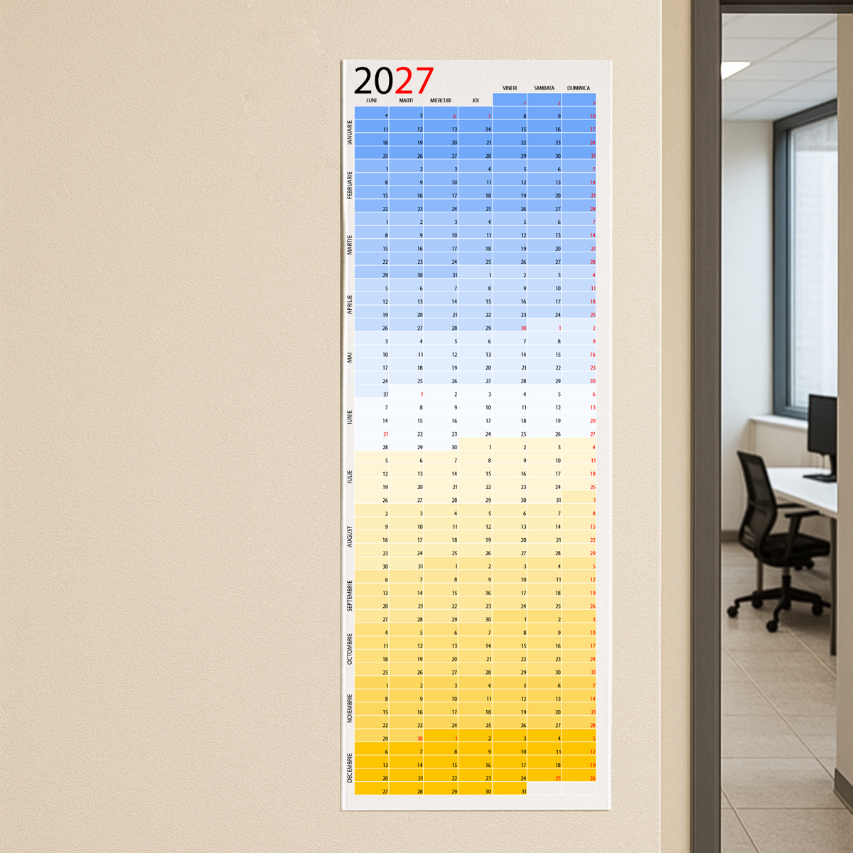 Calendar 2027 Planner 43 x 125 cm CLP43125-T3