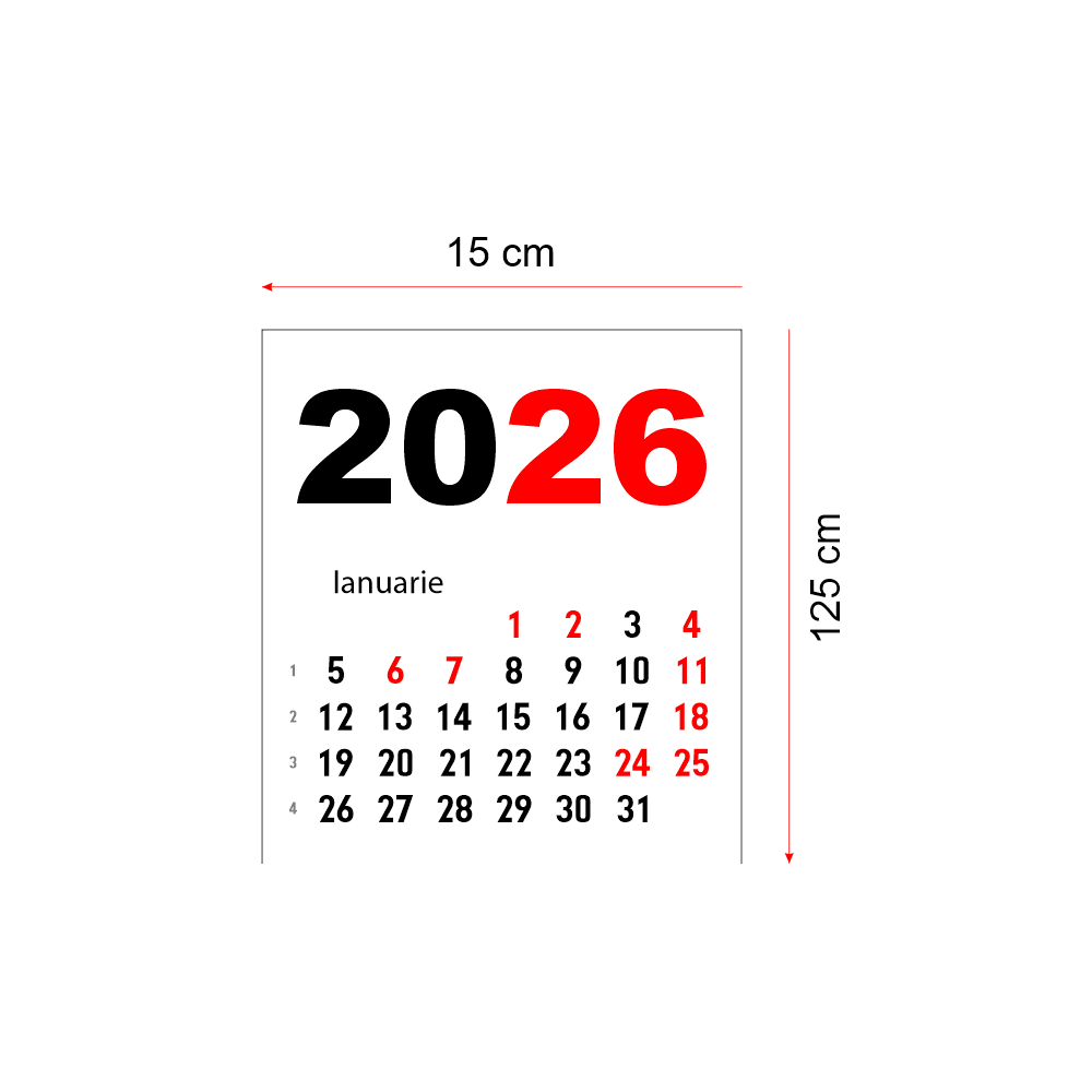 Calendar 2026 vertical 15 x 125 cm CLV15125