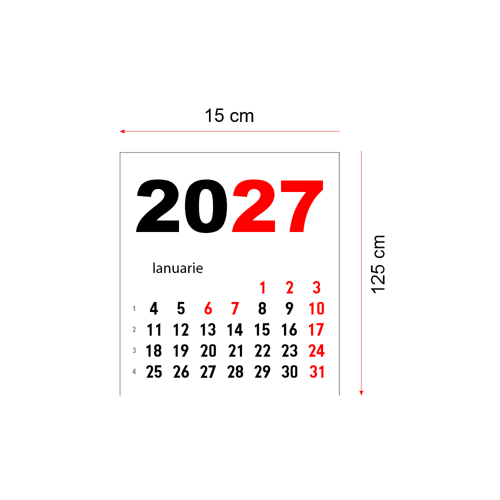 Calendar 2027 vertical 15 x 125 cm CLV15125