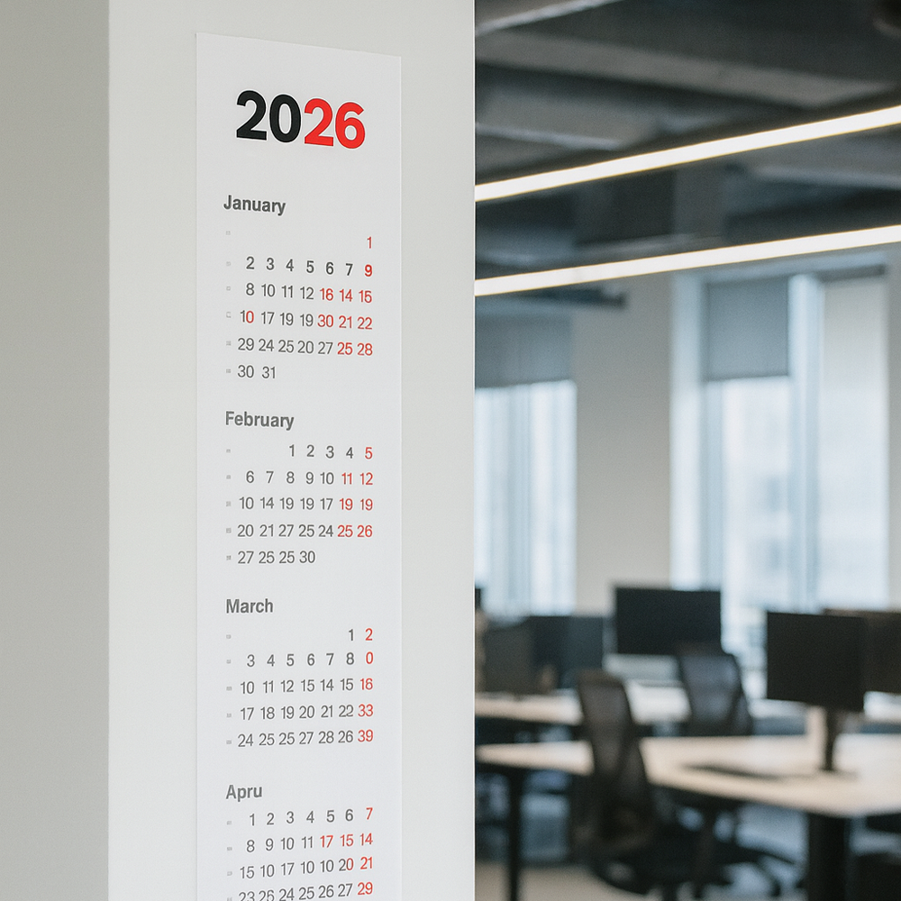 Calendar 2026 vertical 30 x 150 cm CLV30150