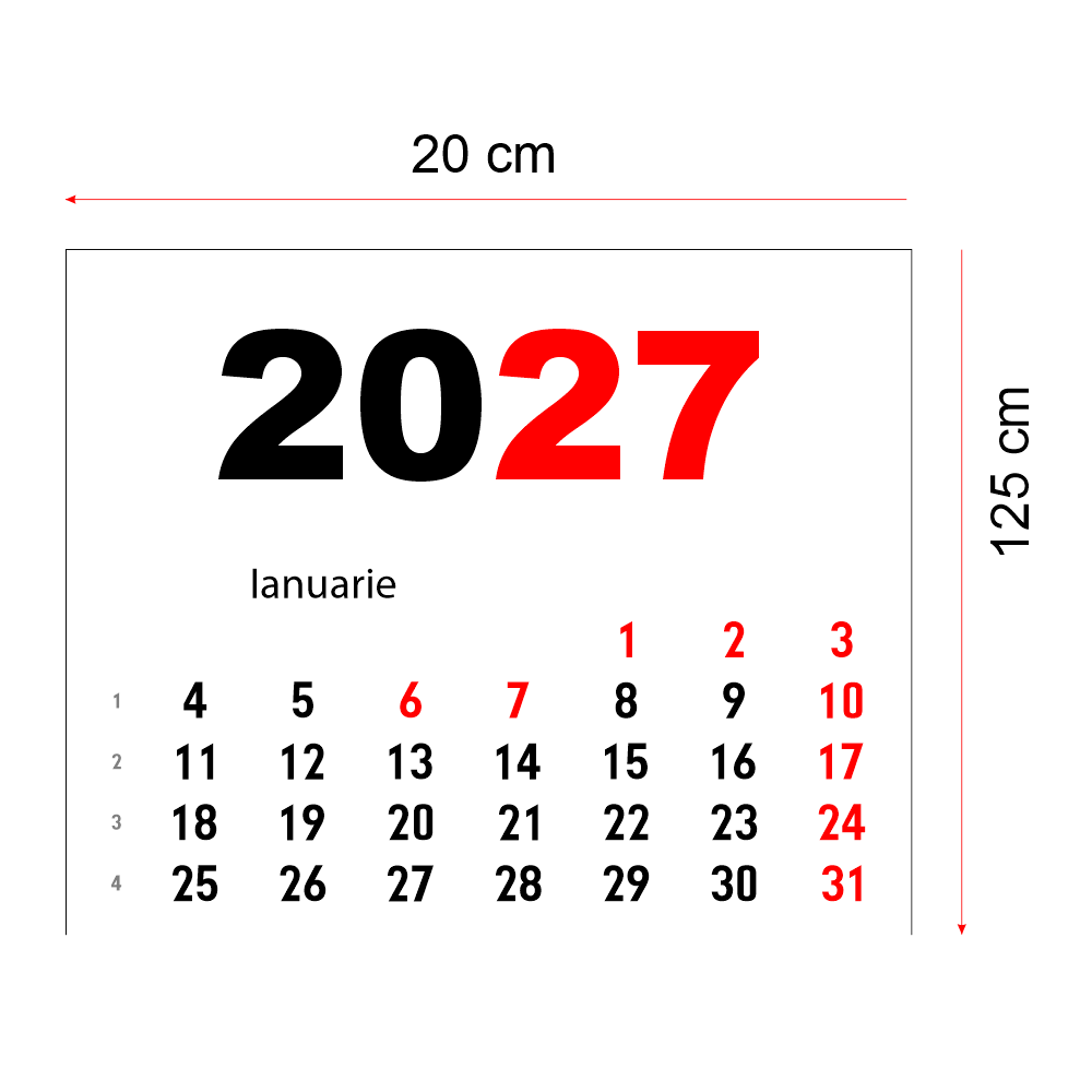 Calendar 2027 vertical 20 x 125 cm CLV20125