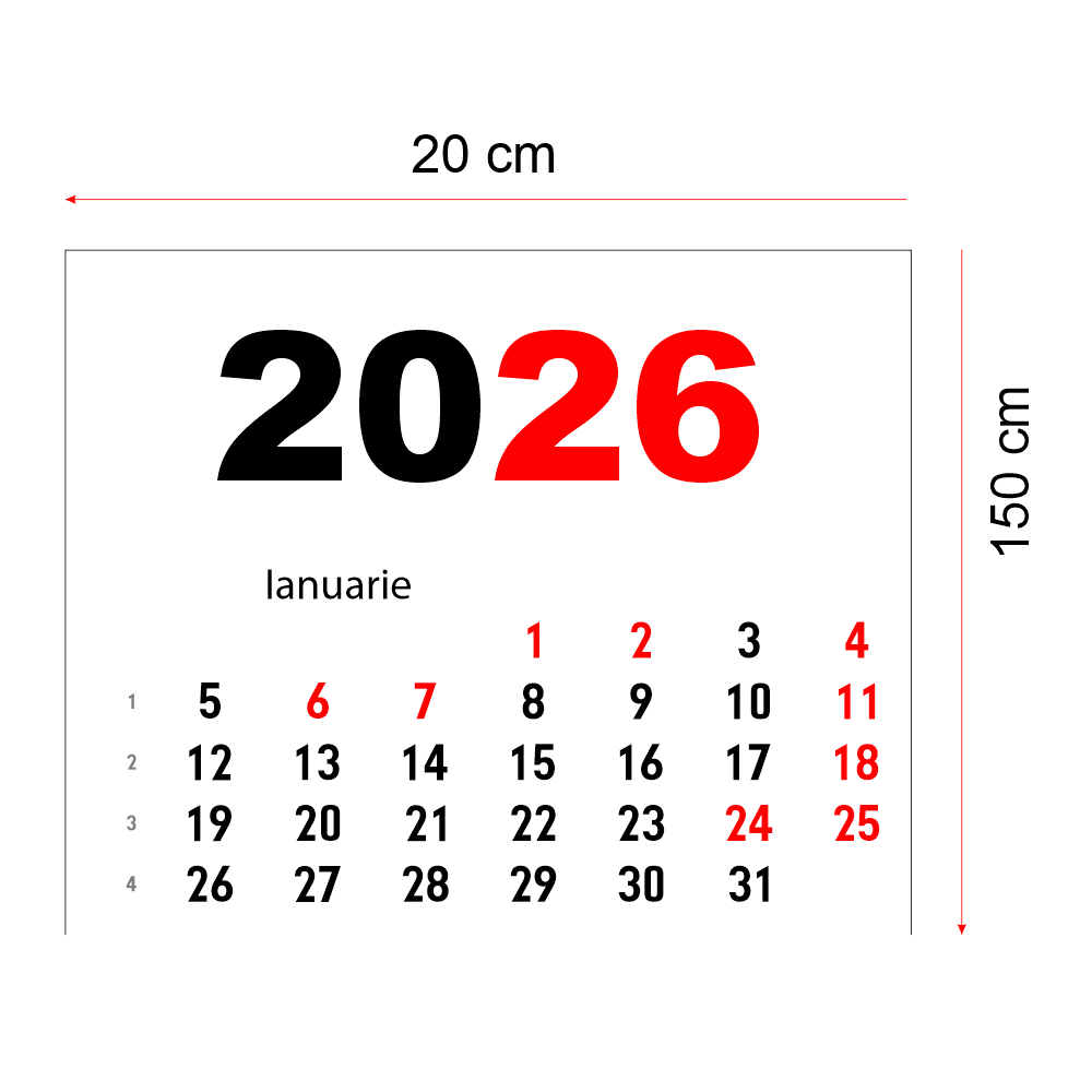 Calendar 2026 vertical 20 x 150 cm CLV20150