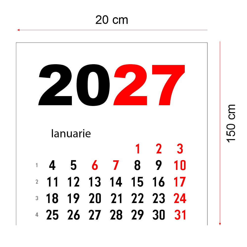 Calendar 2027 vertical 20 x 150 cm CLV20150
