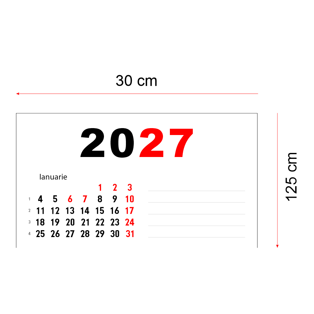 Calendar 2027 vertical 30 x 125 cm CLV30125
