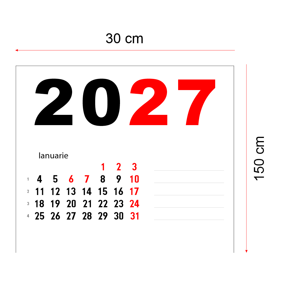 Calendar 2027 vertical 30 x 150 cm CLV30150