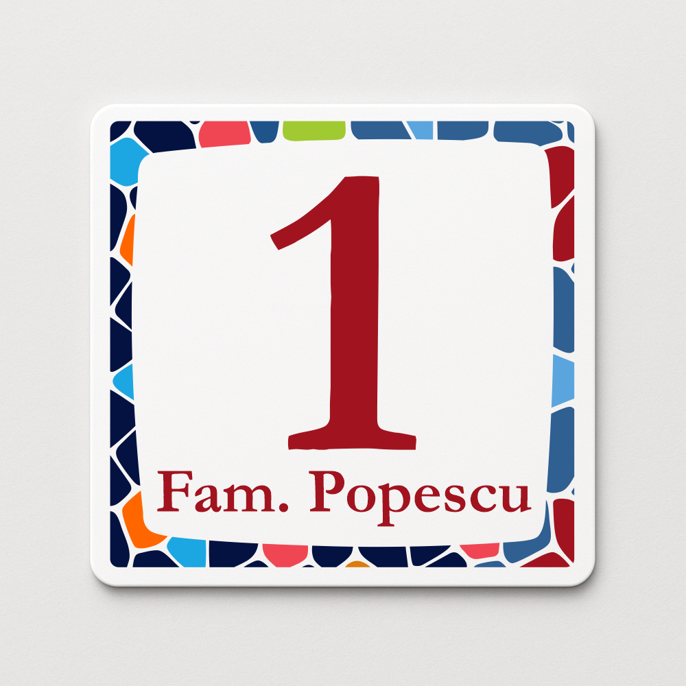 Placă număr casă personalizat 14 x 14 cm SC1414-T1