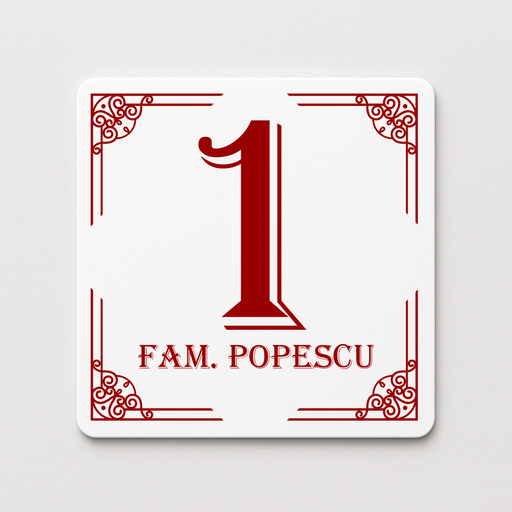 Placă număr casă personalizat 14 x 14 cm SC1414-T12