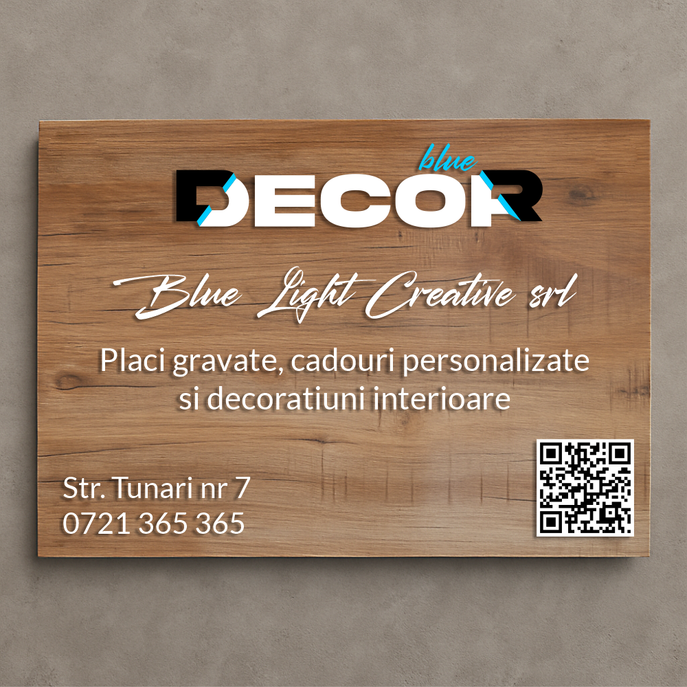 Placă de firmă dreptunghiulară bond printat UV fond lemn model PFB-AP2-D-T1