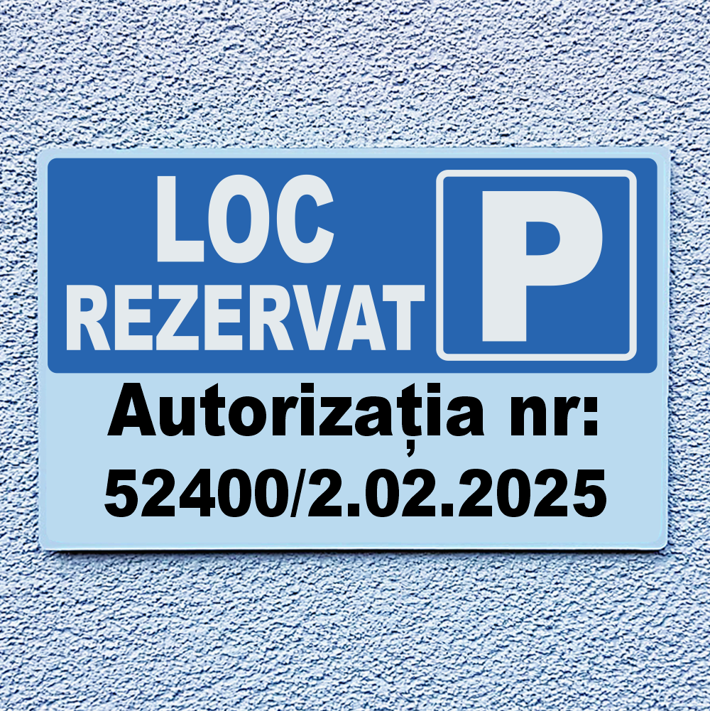 Placă informativă parcarea interzisă cu număr autorizație dreptunghiulară PINFB-T2