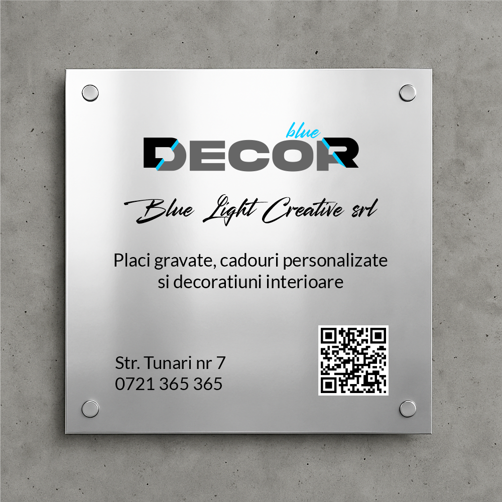 Placă de firmă pătrată bond oglindă argintie printat UV model PFB-MS2-P-T1