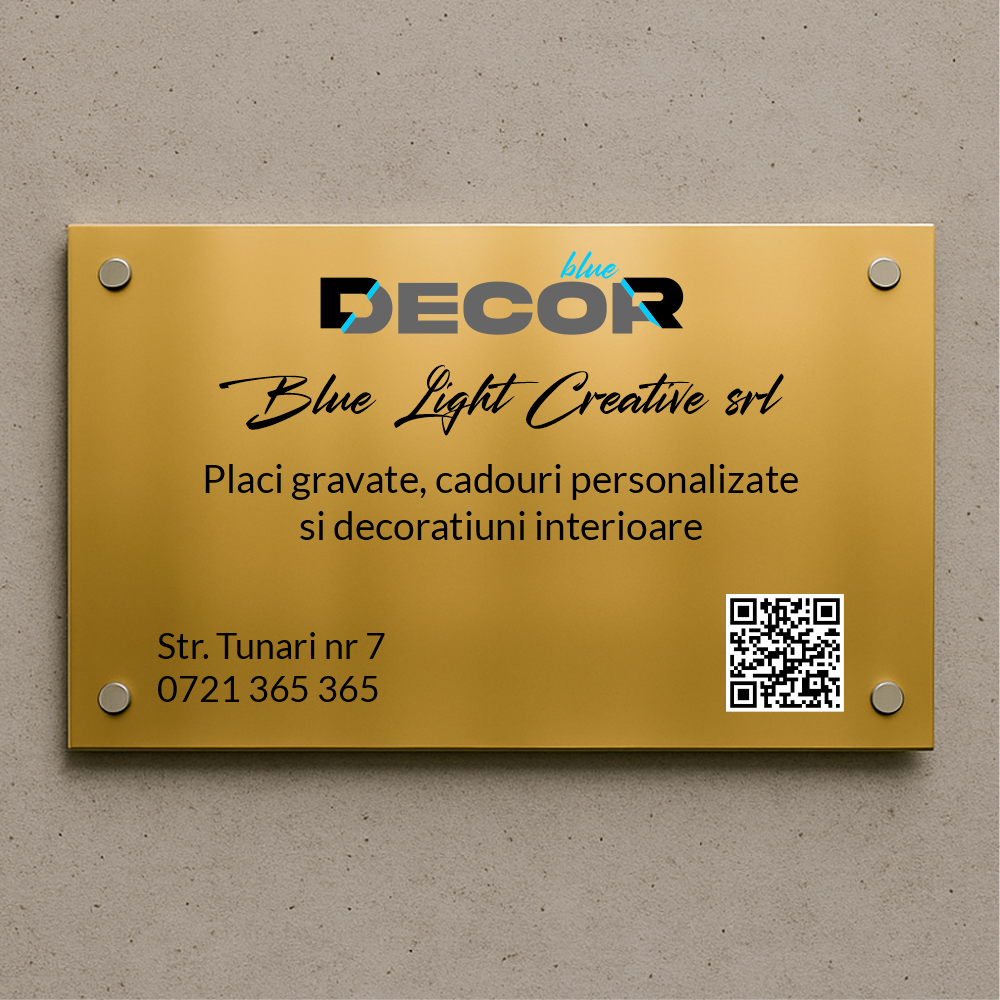 Placă de firmă dreptunghiulară bond oglindă aurie printat UV model PFB-MG-D-T1