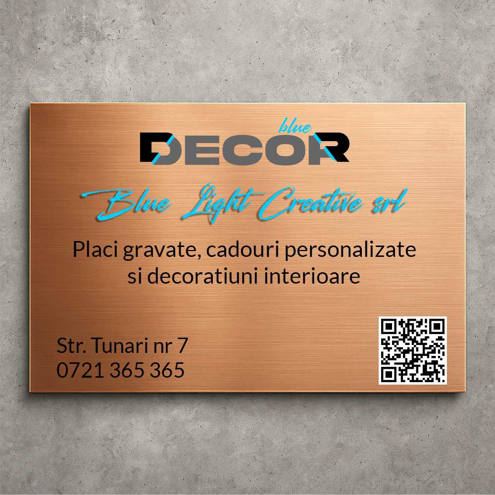 Placă de firmă dreptunghiulară bond bronz periat printat UV model PFB-BB2-D-T1
