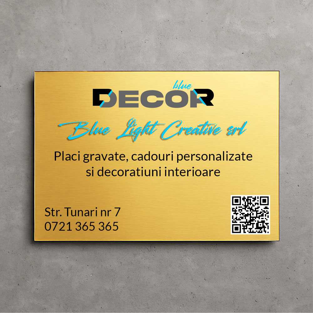 Placă de firmă dreptunghiulară bond auriu periat printat UV model PFB-BS2-D-T1