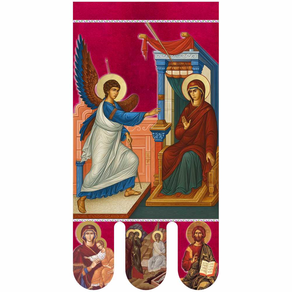Steag bisericesc (prapor liturgic) Buna Vestire - Învierea Domnului PRLI-BVIN-R