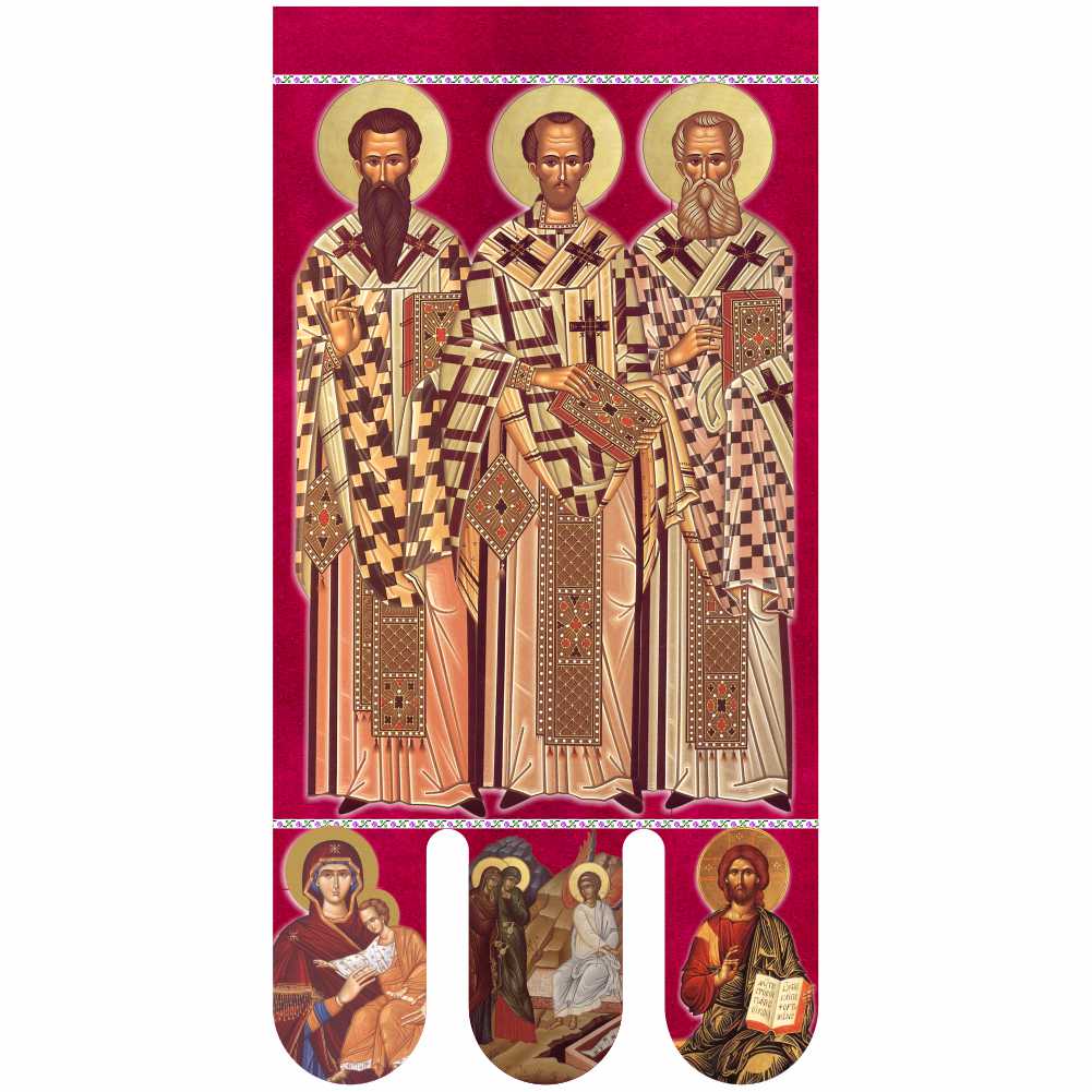 Steag bisericesc (prapor liturgic) Sfinții Trei Ierarhi- Învierea Domnului PRLI-SFTIIN-R