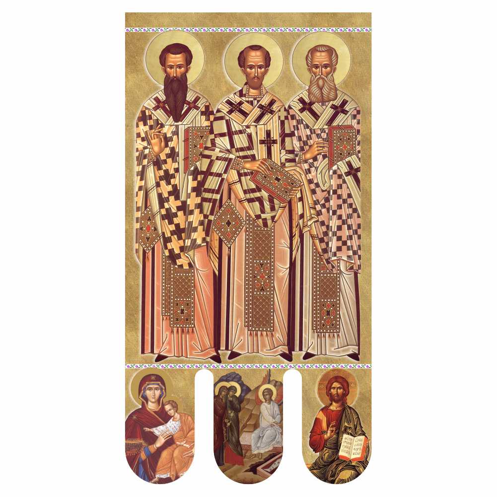 Steag bisericesc (prapor liturgic) Sfinții Trei Ierarhi- Învierea Domnului PRLI-SFTIIN