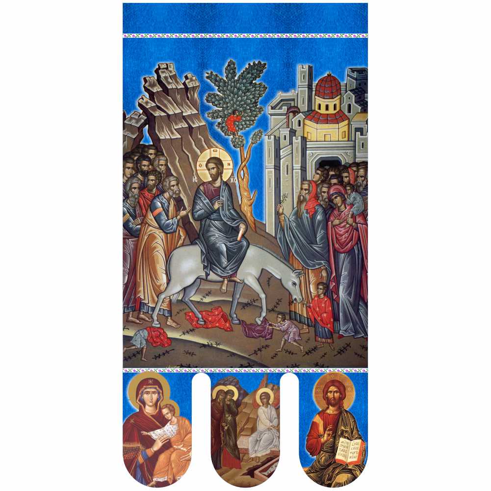 Steag bisericesc (prapor liturgic) Intrarea in Ierusalim - Învierea PRLI-IIIN-A