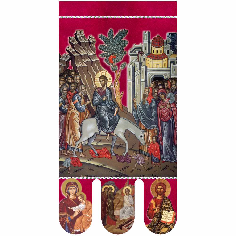 Steag bisericesc (prapor liturgic) Intrarea in Ierusalim - Învierea PRLI-IIIN-R