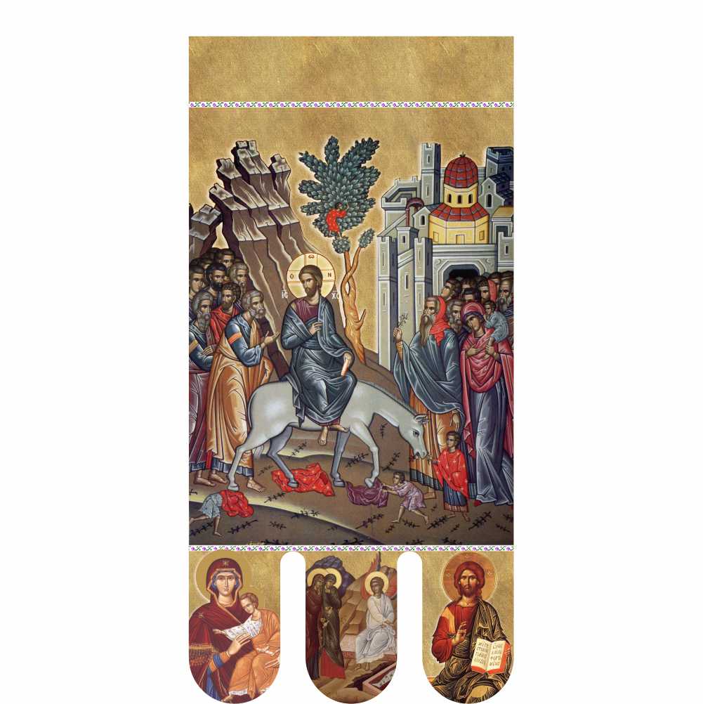 Steag bisericesc (prapor liturgic) Intrarea in Ierusalim - Învierea PRLI-IIIN