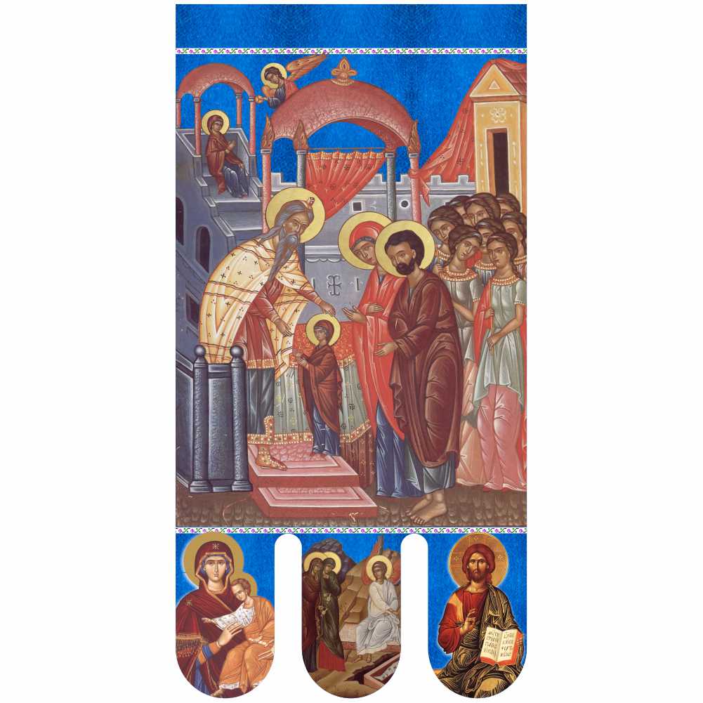 Steag bisericesc (prapor liturgic) Intrarea Maicii Domnului în Biserică - Învierea Domnului PRLI-IMDIN-A