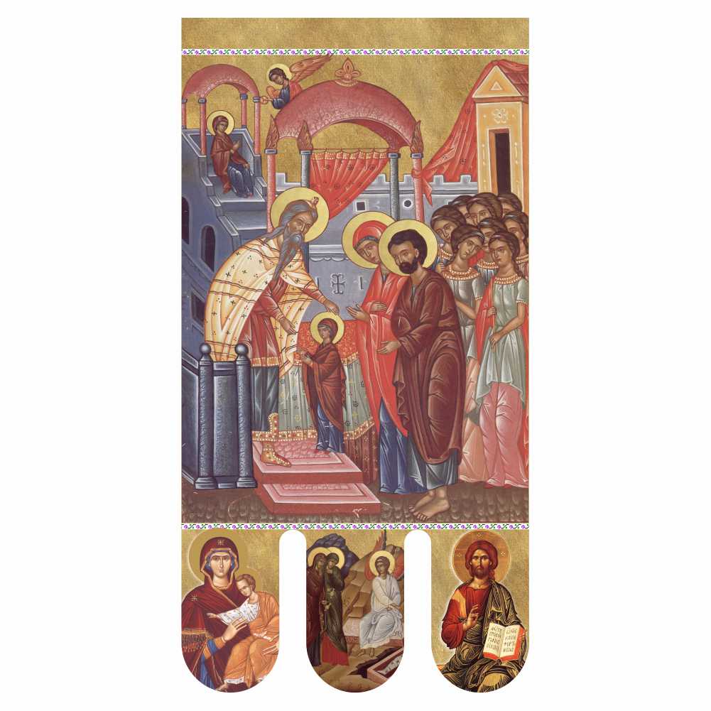 Steag bisericesc (prapor liturgic) Intrarea Maicii Domnului în Biserică - Învierea Domnului PRLI-IMDIN