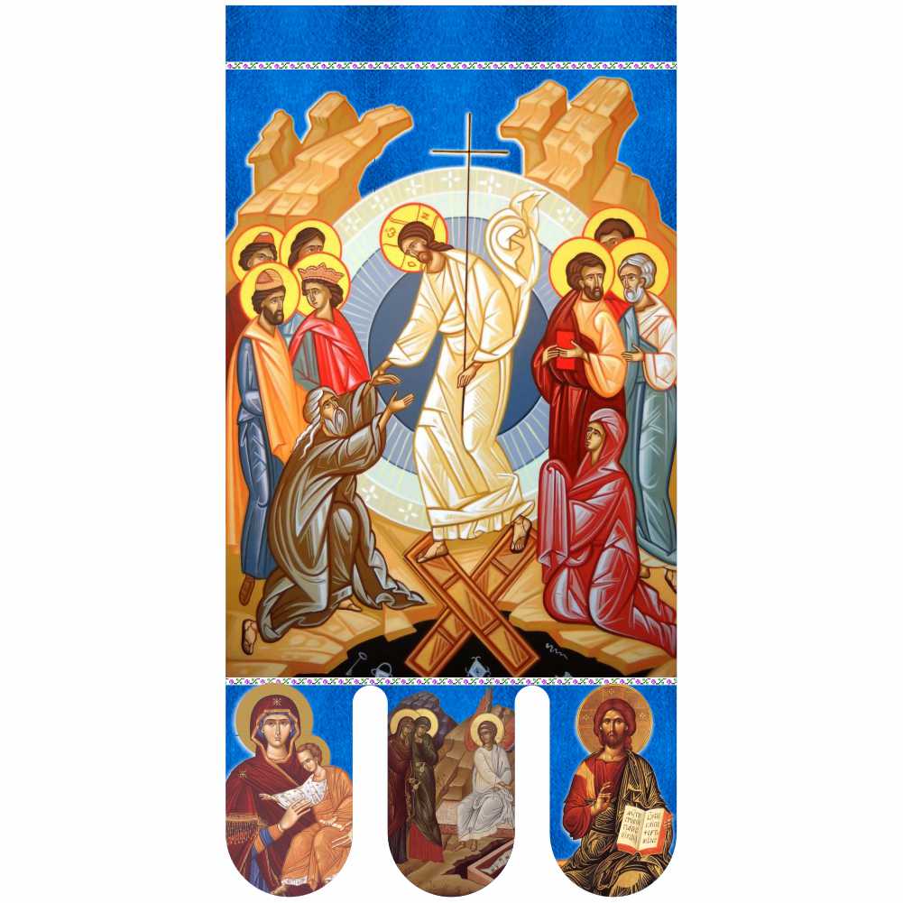 Steag bisericesc (prapor liturgic) Sfântul Nicolae - Învierea Domnului PRLI-NCIN-A