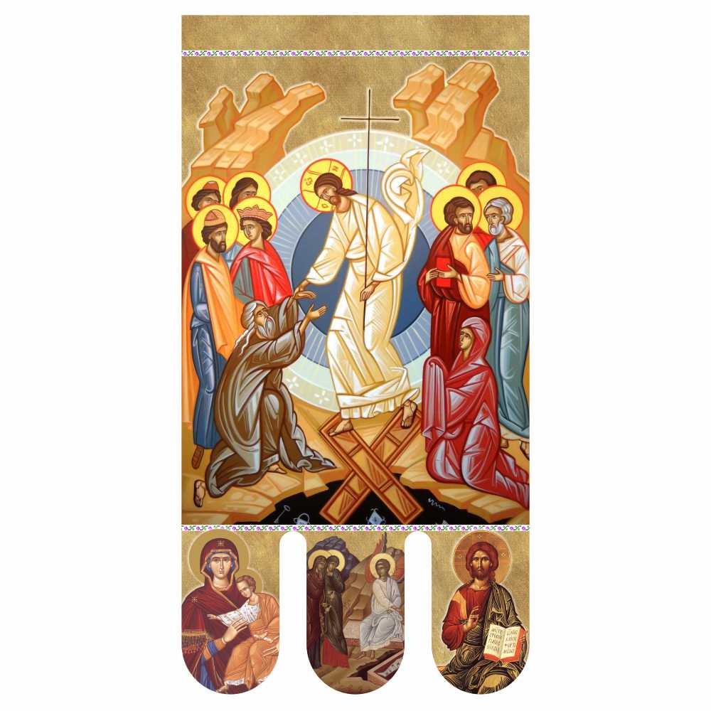 Steag bisericesc (prapor liturgic) Sfântul Nicolae - Învierea Domnului PRLI-NCIN-M