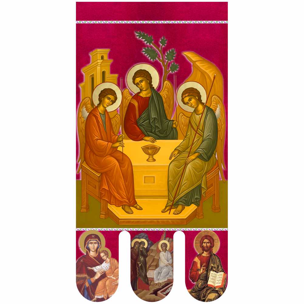 Steag bisericesc (prapor liturgic) Sfânta Treime - Învierea Domnului PRLI-SFTIN-R