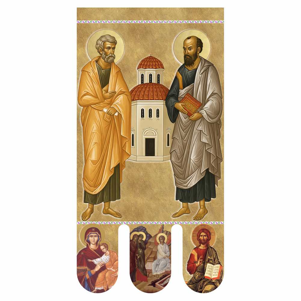 Steag bisericesc (prapor liturgic) Sfinții Petru și Pavel - Învierea Domnului PRLI-SPPIN
